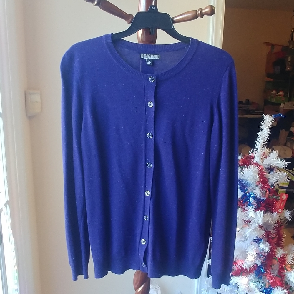 Ex Cond, Nicole Miller Original, M, Blue, Cardigan, Sweater